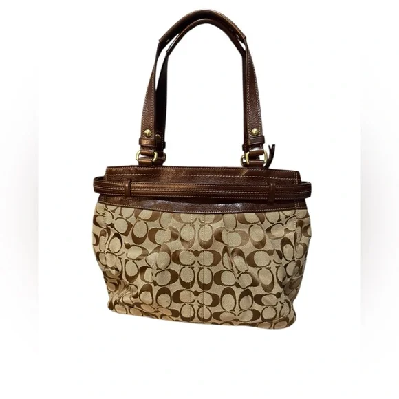 Coach Hampton Chocolate Brown Leather Carryall Tote Bag Purse - Picture 2 of 13